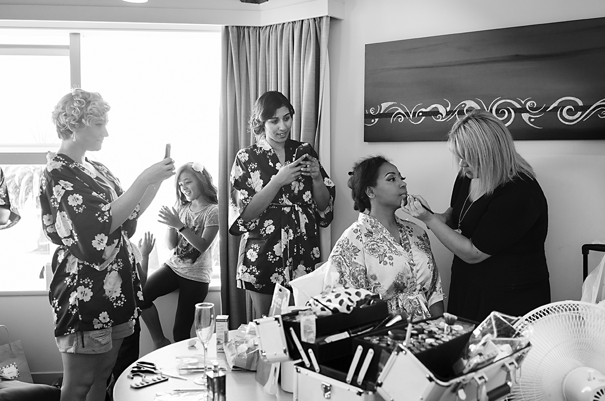 bride is getting ready for the wedding bay of islands