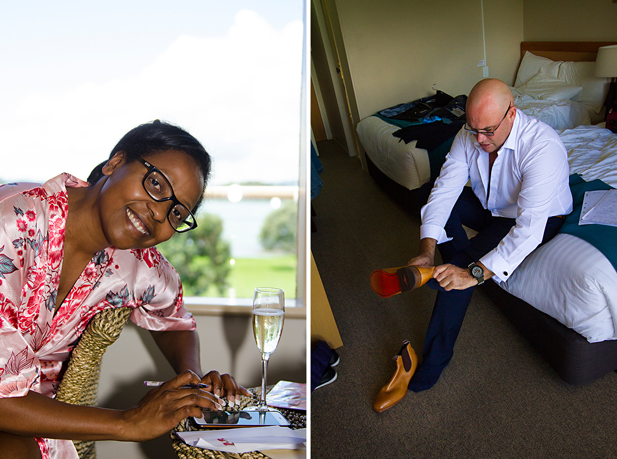 bride and groom are getting ready copthorne paihia