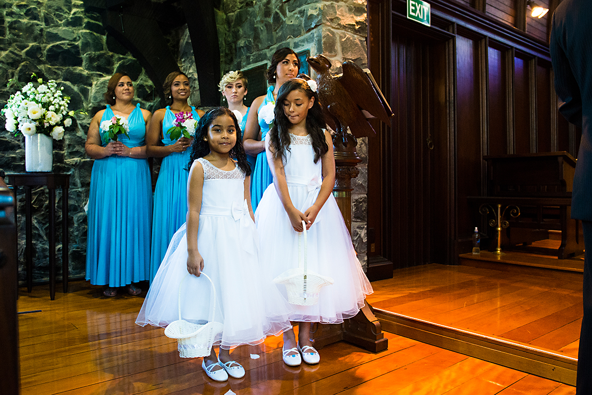 bridal party at the church - wedding paihia bay of islands
