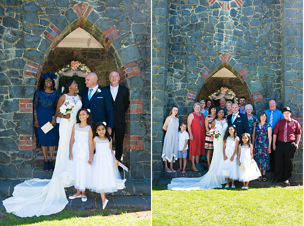 official wedding family photosos at the church in paihia
