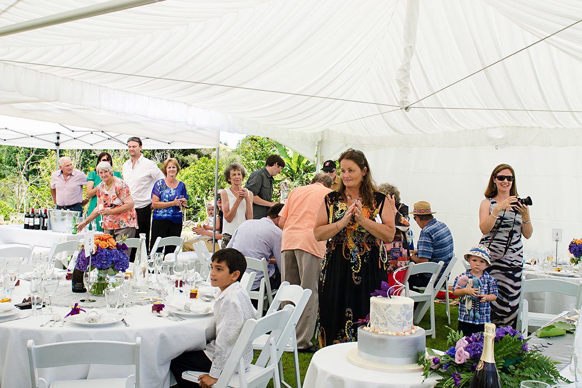 guests greeting brider and groom after wedding ceremony NZ
